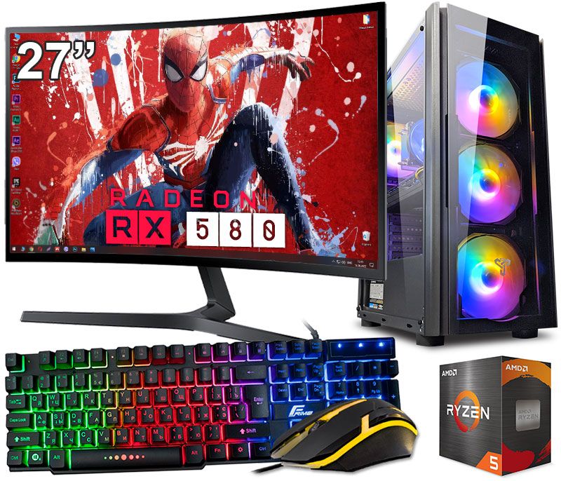 RYZEN 5 6 ядер + RX 580 8GB + Монитор 27