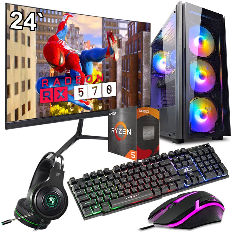 Ryzen 5 6 ядер + RX 570 8GB + Крутой Игровой набор