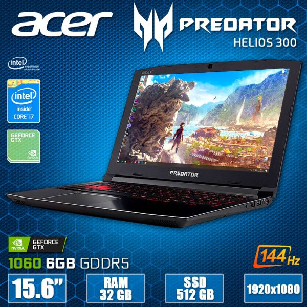Крутий Потужний Ігровий ноутбук Acer Predator Helios 300 N17C1 15.6" 144Hz i7 8750H Nvidia GTX 1060 6GB 32GB 512GB SSD