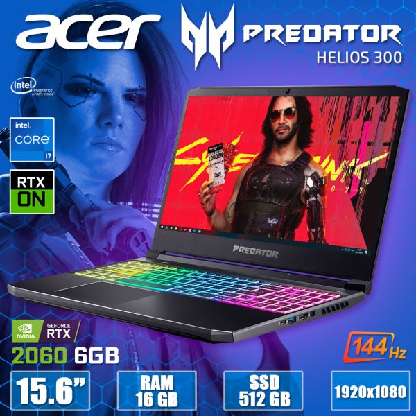 Крутий Потужний Ігровий ноутбук Acer Predator Helios 300 PH315-53 N20C3 15.6" 144Hz i7 10750H Nvidia RTX 2060 6GB 16GB +SSD