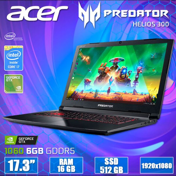Крутий Потужний ноутбук Acer Predator Helios 300 N17C3 17.3" i7 7700HQ Nvidia GTX 1060 6GB 16GB + SSD