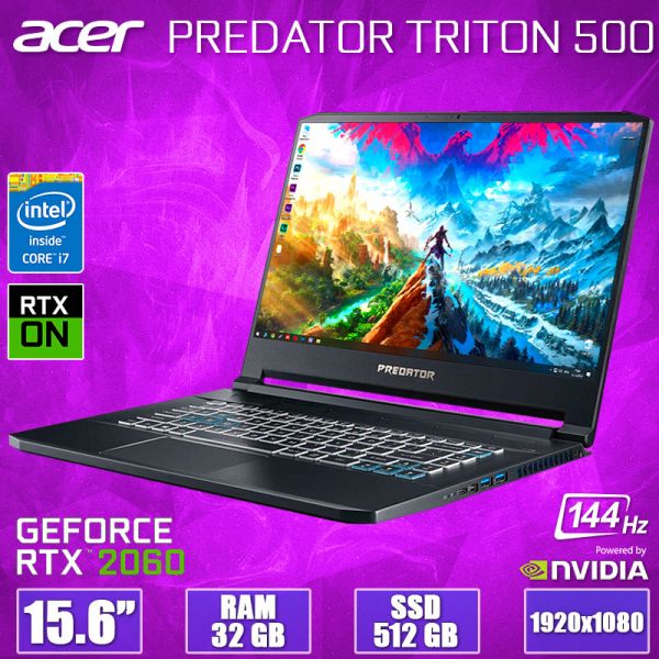Крутий Потужний Ігровий ноутбук Acer Predator Triton 500 PT515 15.6" 144Hz i7 9750H Nvidia RTX 2060 6GB 32GB +SSD