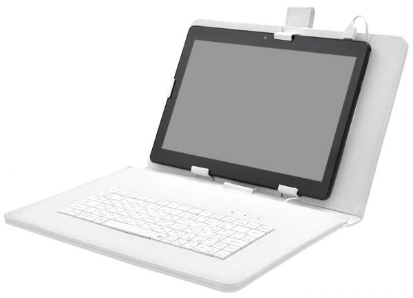  Универсальный Чехол с КЛАВИАТУРОЙ 10 WHITE (10.1, 9.7, 9.6) micro USB, РУССКИЕ БУКВЫ