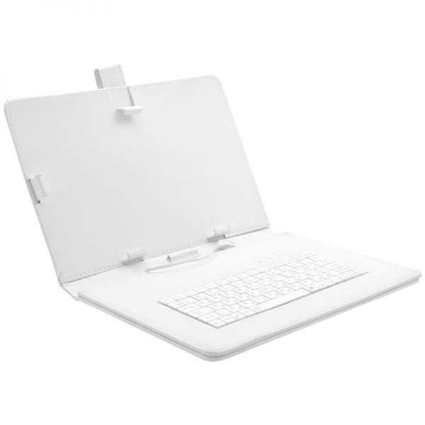  Универсальный Чехол с КЛАВИАТУРОЙ 10 WHITE (10.1, 9.7, 9.6) micro USB, РУССКИЕ БУКВЫ