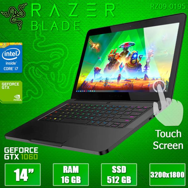 Сучасний Ігровий Ноутбук Blade Razer RZ09-0195 14" 3200x1800 Touchscreen i7 6700HQ GTX 1060 6GB 16GB + SSD