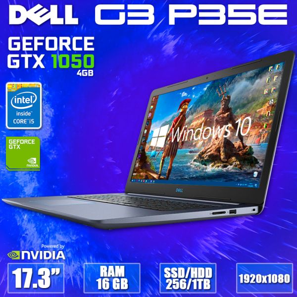 Потужний ноутбук DELL Inspiron G3 P35E 17.3" i5 8300H GTX 1050 4GB 16GB + 1TB HDD+256GB SSD