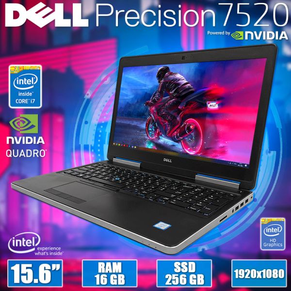 БУ Ноутбук Dell Precision 7520 15.6" FHD IPS i7 7820HQ Nvidia Quadro M1200 4GB 16GB + SSD