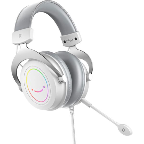 Проводные игровые наушники Fifine H3 RGB White с микрофоном