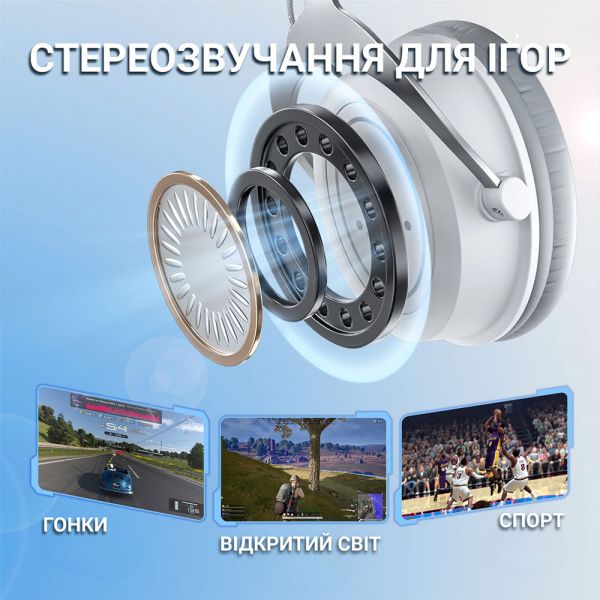 Проводные игровые наушники Fifine H3 RGB White с микрофоном