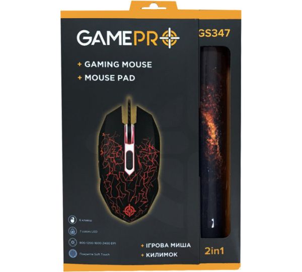Мышь GamePro GS347 Combo 2 в 1 мыша + игровая поверхность