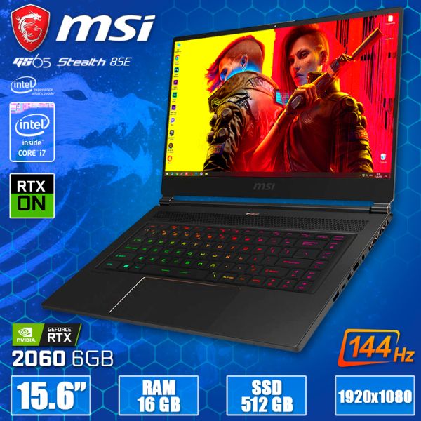 БВ ноутбук MSI GS65 Stealth 8SE 15.6" FHD IPS 144Hz i7 8750H RTX 2060 6GB 16GB 512GB SSD