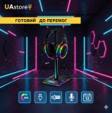Комплект Дротові ігрові навушники Aula S608 Wired Gaming Headset Black з підставкою Ajazz