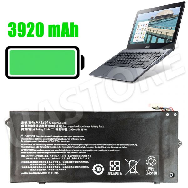 Аккумулятор для ACER Chromebook C720 (AP13J4K) 11.4V 45Wh