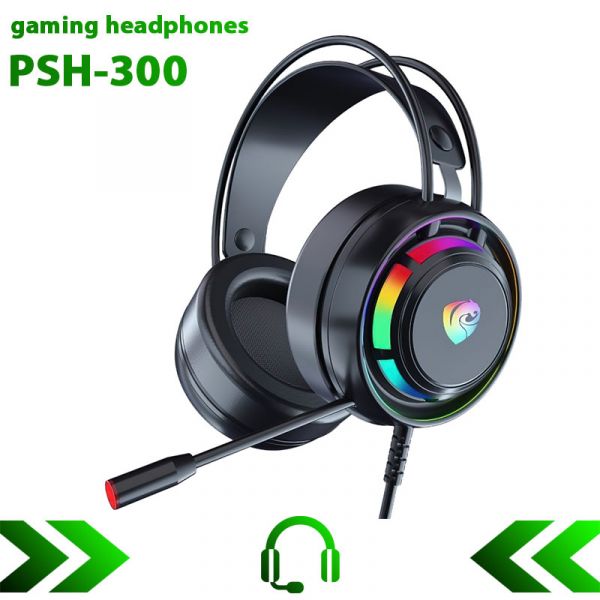 Проводные игровые наушники PSH 300 с микрофоном и RGB подсветкой Black