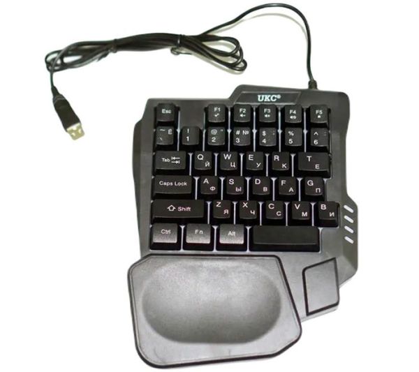 Комплект проводной игровая клавиатура для одной руки и мышь UKC 7768 с подсветкой Black