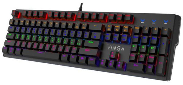 Клавиатура проводная Vinga KBGM160 LED Outemu Blue USB Black