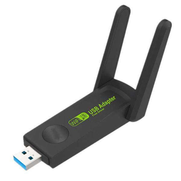 Двухдиапазонный WiFi-адаптер 1300 Мбит/с WiFi-5 USB 2.0 (2.4GHz+5.8GHz) 802.11ac Mu-MIMO с антеннами 2x5 дБ