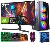 Игровой Компьютер + Монитор 27" КРУЧЕ чем Intel i7 16 ПОТОКОВ 8 ЯДЕР + GTX 1660Ti SSD M.2 +Клавиатура +Мышка (ZEVS PC13485U)
