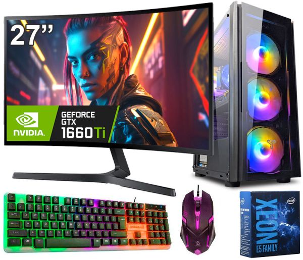 Игровой Компьютер + Монитор 27" КРУЧЕ чем Intel i7 16 ПОТОКОВ 8 ЯДЕР + GTX 1660Ti SSD M.2 +Клавиатура +Мышка (ZEVS PC13485U)