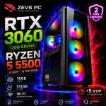 Игровой компьютер RYZEN 5 6 ядер + RTX 3060 +16GB DDR4+SSD M.2 (ZEVS PC13580U)