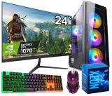 Акція! Ігровий Комп'ютер + Монітор 24'' Intel Xeon E5-2640 v4 + GTX 1070Ti 8GB +SSD M.2+Клавіатура +Миша(ZEVS PC 9530U)