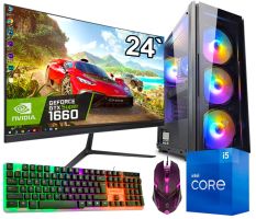 АКЦИЯ! Мощный Игровой ПК RGB + Монитор 24''  Intel i5 10400F + GTX 1660 SUPER + Win11 (ZEVS PC OMEN X)